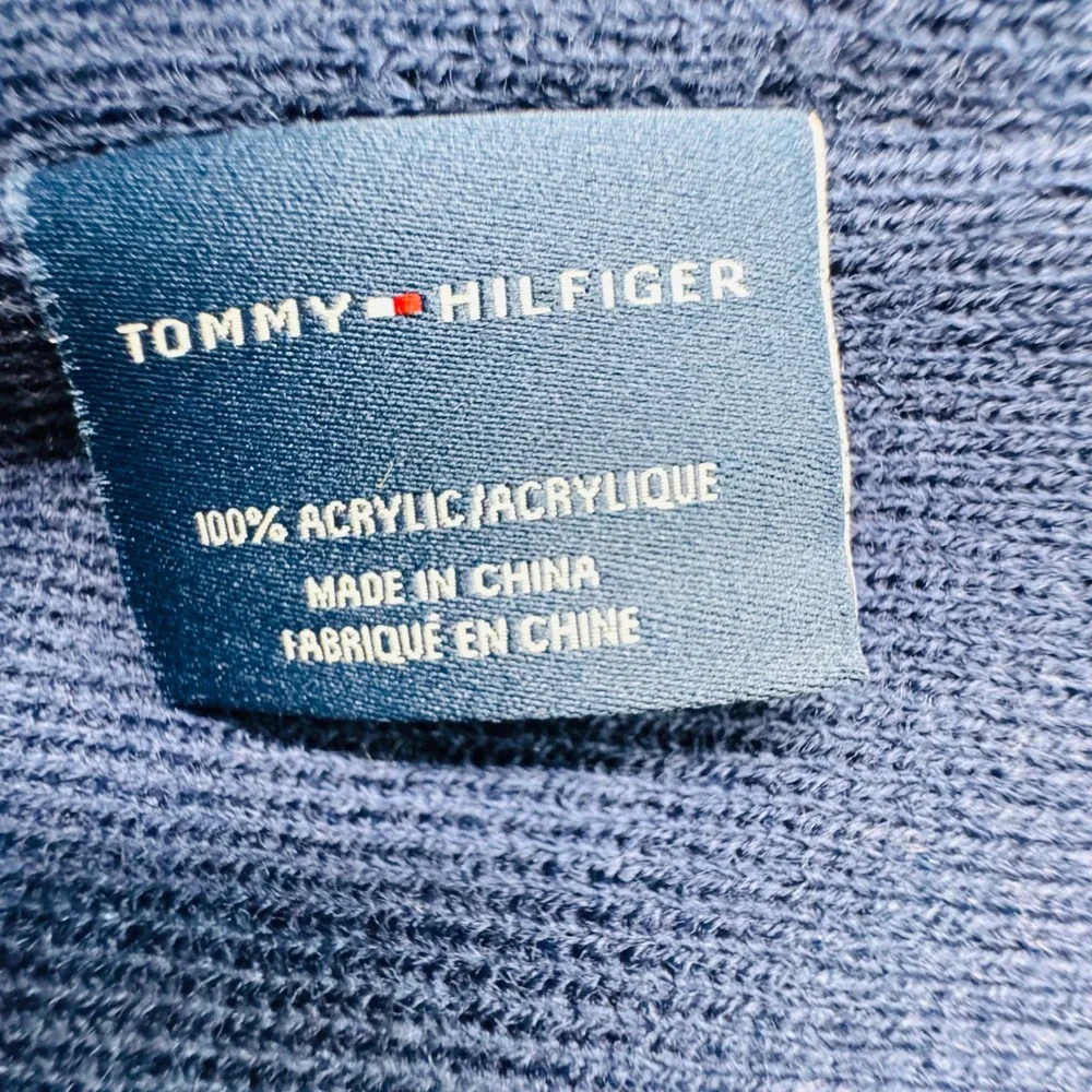 Tommy Hilfiger Men's Gray Blue Pom Pom Beanie Hat OS New With Tags MSRP‎ $42